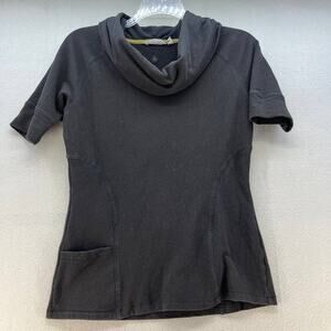 Athleta Sweater Top Women's Size Medium Black Coronada Short Sleeve